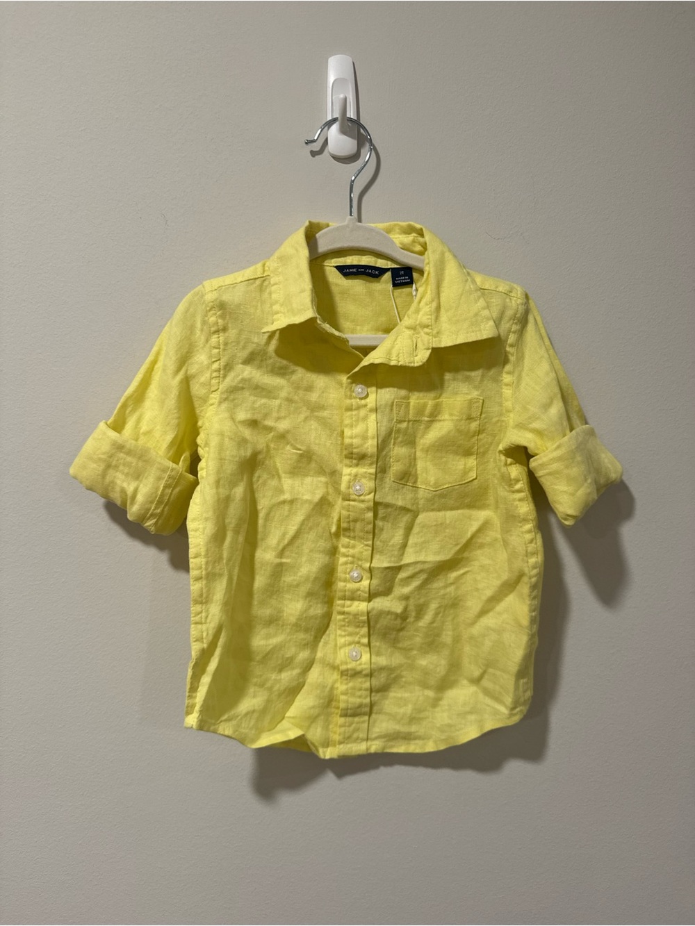 NWT Boys Janie and Jack Yellow Linen Button-Down Shirt